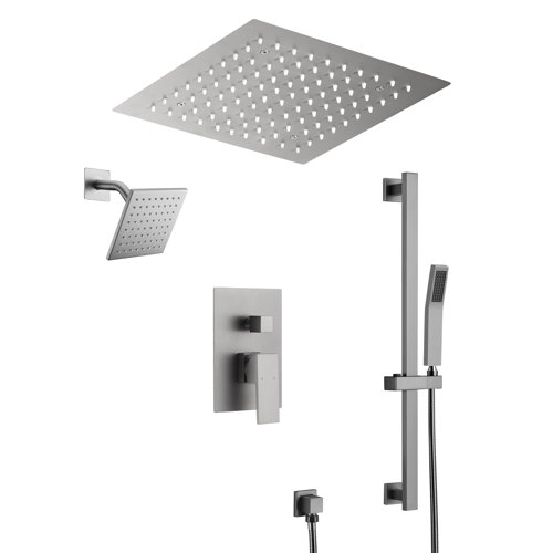 EVERSTEIN LED Shower Faucet System,12" & 6" Dual Shower Head with Rough